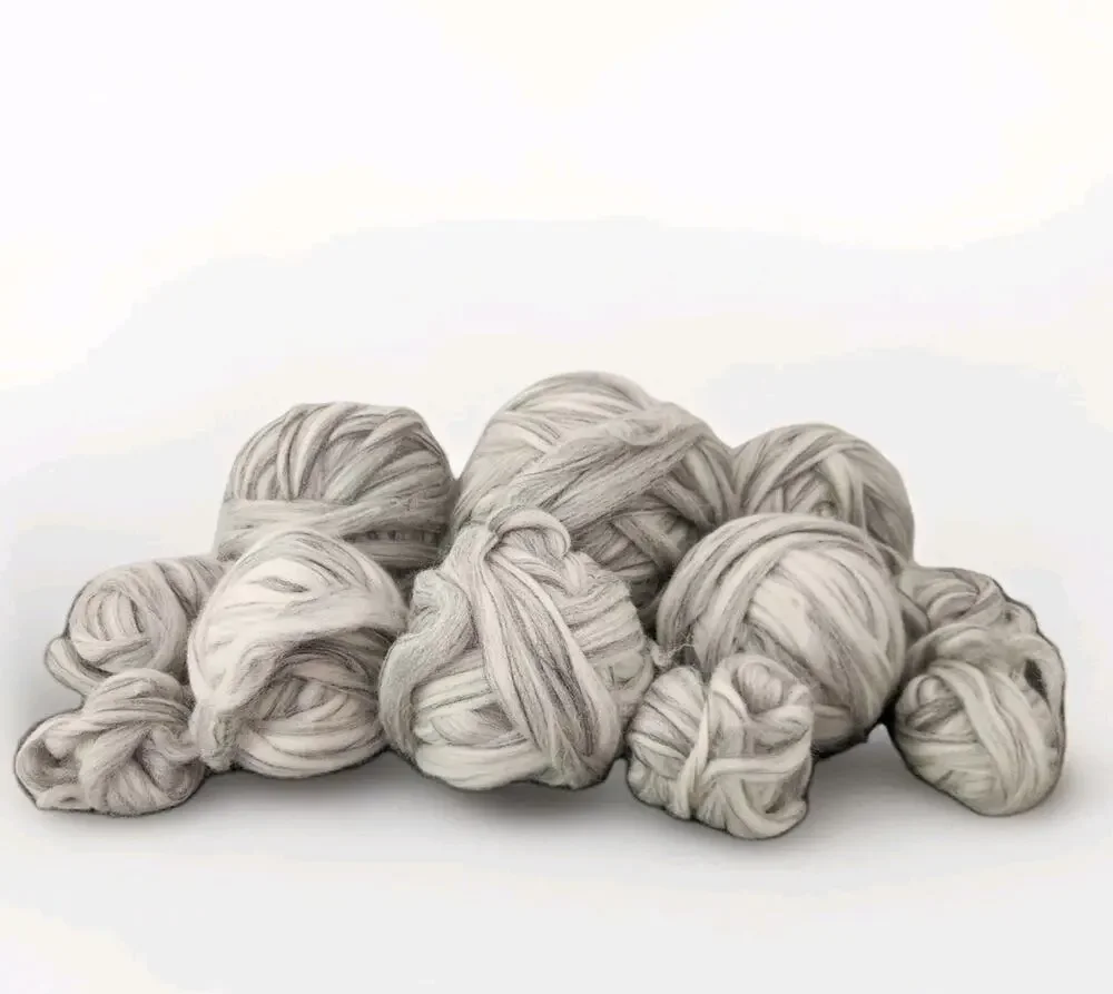 Huge Bulky Yarn Lot Gray Marled Chunky Roving Boho Knit Crochet ~2.9 LBS